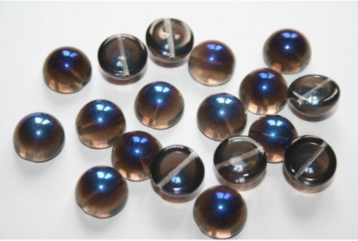 Perline Dome Beads 12x7mm, 10Pz., Crystal Azuro Col.22201