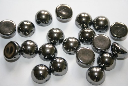 Perline Dome Beads 12x7mm, 10Pz., Jet Full Chrom Col.27400