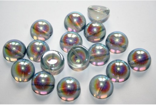 Perline Dome Beads 12x7mm, 10Pz., Crystal Blue Rainbow Col.98538