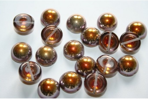 10 Perline Dome Beads 12x7mm Jet Col.23980