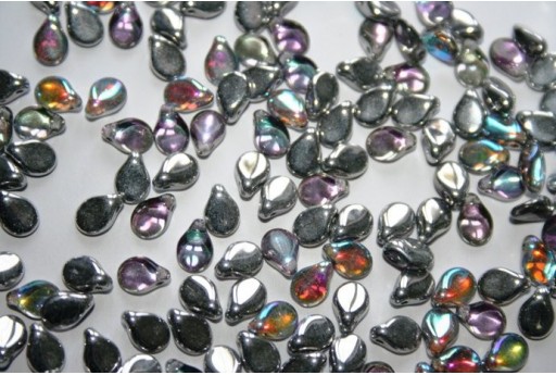 Perline Pip Beads 5x7mm, 30Pz., Crystal Silver Rainbow Col.98530