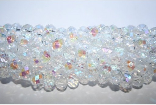 Filo 70 Perline Vetro Rondella Sfaccettata  Crystal AB 7x10mm VE70A