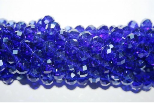 Filo 70 Perline Vetro Rondella Sfaccettata Blue 7x10mm VE70G