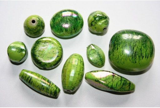 Acrylic Beads Green 12 Silver 26 mm Wavy AC51U Tablet