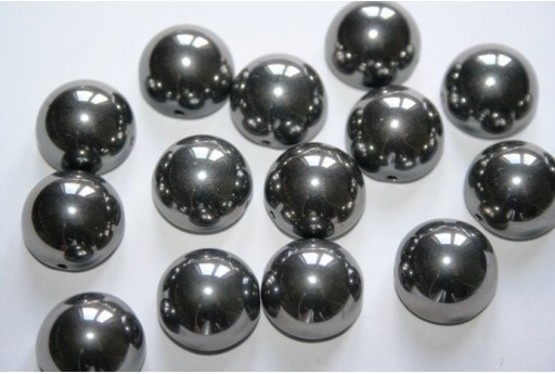 Perline Dome Beads 14X8mm, 10pz., Jet Full Chrome Col.27400