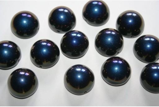 Perline Dome Beads 14X8mm, 10pz., Jet Azuro Col.22201