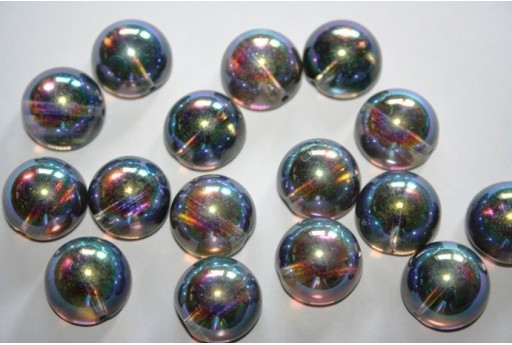 Perline Dome Beads 14X8mm, 10pz., Crystal Graphite Rainbow Col.98537