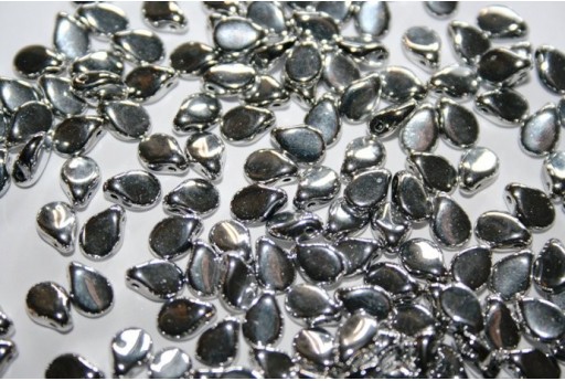 Perline Pip Beads 5x7mm, 30Pz., Silver Col.27000