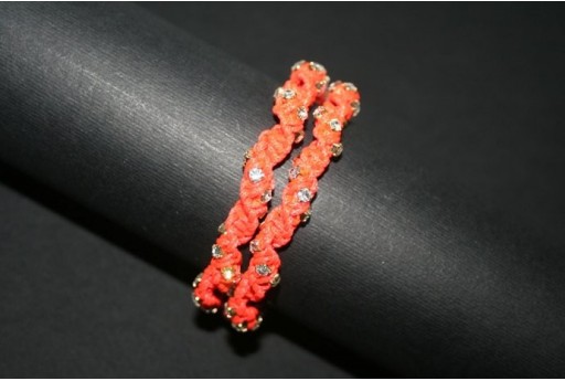 Kit Bracciale Macrame' Spirale 2 Fili Rosso Neon BR035A 2
