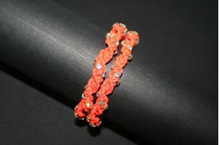 Kit Bracciale Macrame' Spirale 2 Fili Rosso Neon BR035A