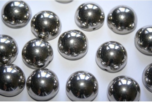 Perline Dome Beads 14X8mm, 10pz., Jet Argentic Full Col.27500