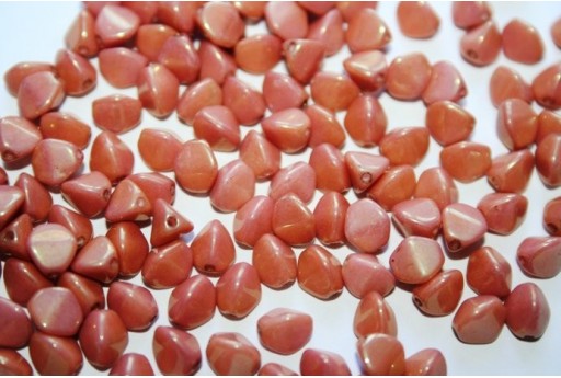 Perline Pinch Beads 7mm, 10gr., Chalk White Red Luster
