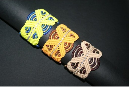 Kit Bracciale Fascia Macrame' Giallo Neon Cod.BR038D