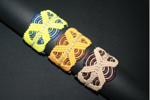 Kit Bracciale Fascia Macrame' Giallo Neon Cod.BR038D