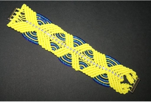 Kit Bracciale Fascia Macrame' Giallo Neon Cod.BR038D 2