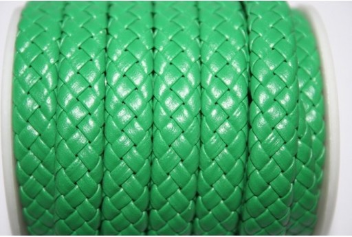 Cuoio Sintetico Intrecciato 9x5mm, Verde 50cm., Cod.COR04C