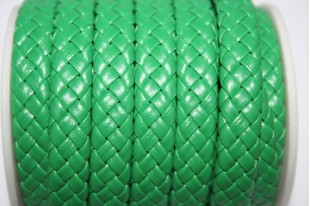 Cuoio Sintetico Intrecciato 9x5mm, Verde 50cm., Cod.COR04C