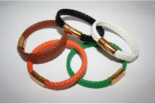 Cuoio Sintetico Intrecciato 9x5mm, Arancio 50cm., Cod.COR04F 2