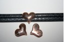 Componente per Corda Piatta 10mm, Cuore Colore Oro Rosa 1pz., Cod.MIN189