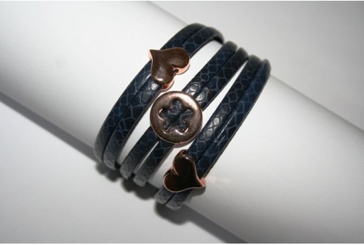 Componente per Corda Piatta 10mm, Cuore Colore Oro Rosa 1pz., Cod.MIN189 2