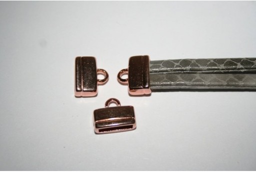 Componente per Corda Piatta 10mm, Tappo Colore Oro Rosa 1pz., Cod.MIN196
