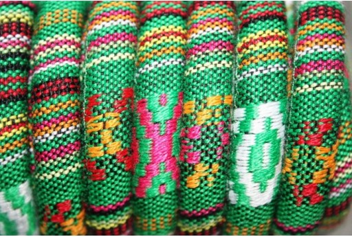 Ethnik Cord Ovale 7x9mm, 50cm., Fantasia Verde Cod.COR06F