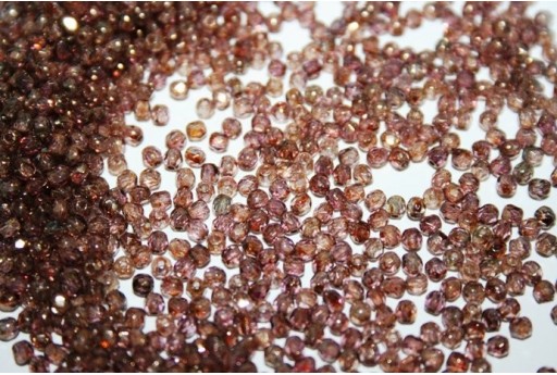 Perline Mezzi Cristalli Luster-Trans. Gold/Smoke Topaz 2mm - 80pz