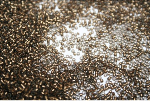 Perline Toho Round Rocailles 15/0, 10gr. Frosted Gold-Lined Black Diamond