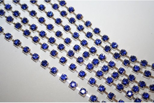 Catena Strass SS16, 4mm Blue/Argento 50cm., CAT30F