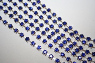 Catena Strass SS16, 4mm Blue/Argento 50cm., CAT30F