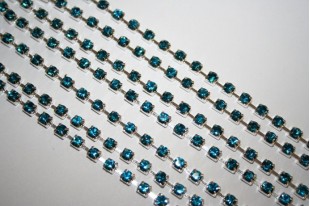 Catena Strass SS16, 4mm Aquamarine/Argento 50cm., CAT30G