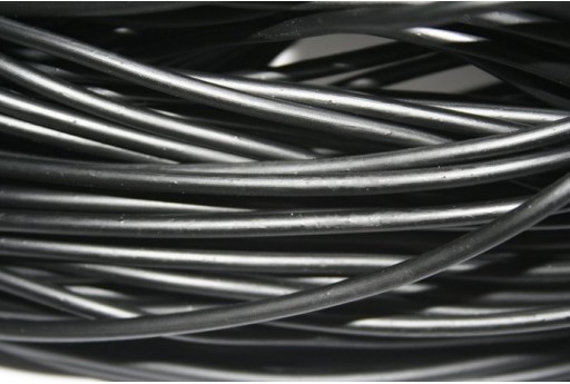 Hollow Rubber Cord Black 3mm - 2m