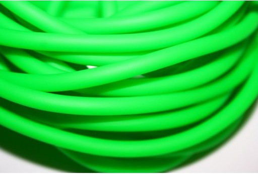 Filo di Caucciù Forato Verde Neon 5mm - 1mt