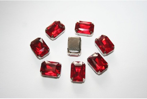 Perline Strass da Cucire Rosso 14x10mm - 2pz