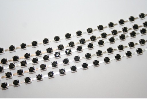 Catena Strass Nero/Argento SS16 4mm - 50cm