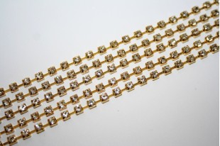 Nastro strass cristallo oro con Crystal ss12 3mm 1 metri-strass catena strass pietre 