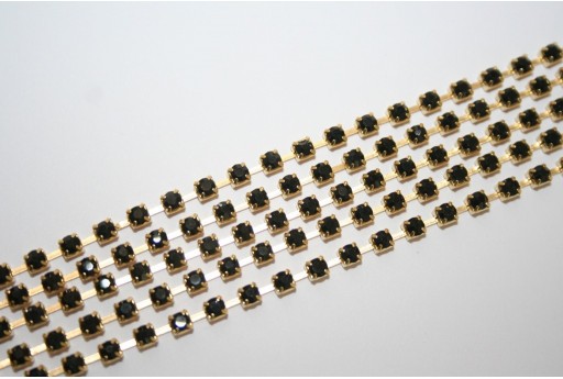 Catena Strass Nero/Oro SS12 3mm - 50cm