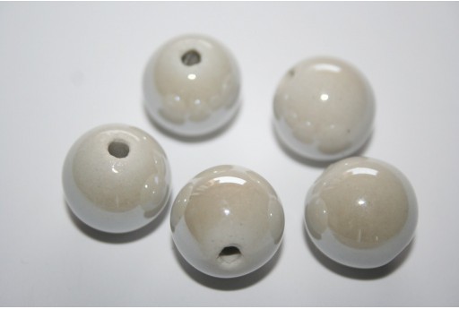 Perline Ceramica Bianca Tondo 16mm - 3pz