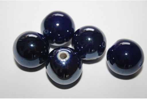 Perline Ceramica Blue Tondo 16mm - 3pz