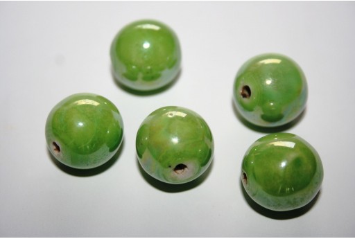 Perline Ceramica Colore Verde Tondo 16mm - 3pz