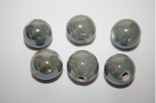 Perline Ceramica Colore Grigio Tondo 14mm - 4pz
