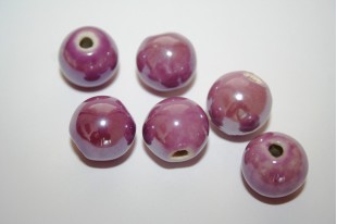 Perline di Ceramica Viola Tondo 14mm - 4pz