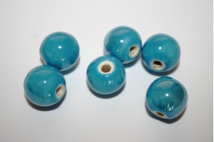 Perline di Ceramica Azzurra Tondo 14mm - 4pz