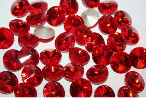 Cabochon Tondo Cristallo Rosso Chiaro 14mm - 4pz