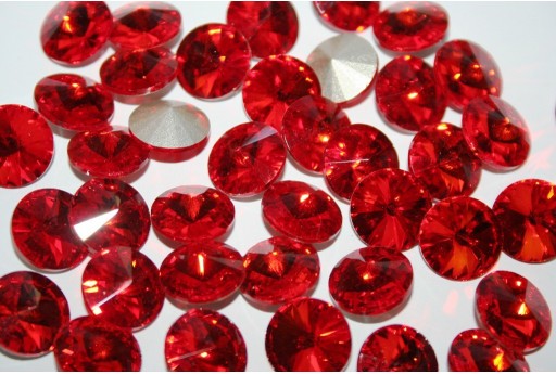 Glass Cabochon Crystal Round Light Red 14mm - 4pz