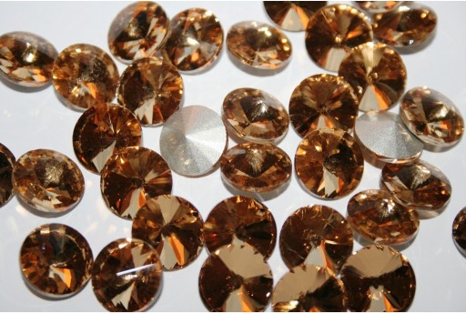 Cabochon Tondo Cristallo Marrone Chiaro 14mm - 4pz