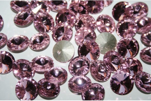 Cabochon Tondo Cristallo Rosa Chiaro 14mm - 4pz