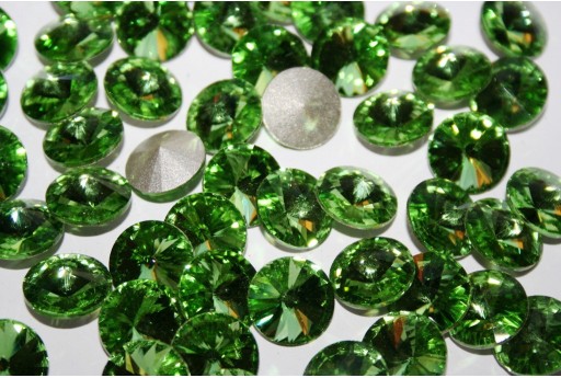 Glass Cabochon Crystal Round Light Green 14mm - 4pz