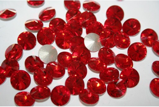 Glass Cabochon Crystal Round Red 12mm - 4pz