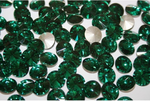 Glass Cabochon Crystal Round Green 12mm - 4pz